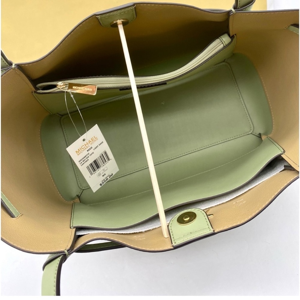 Michael Kors Reed Large Tote Shoulder Bag Light Sage - Picture 8 of 11